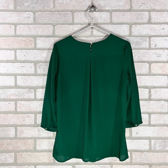 Anthropologie HD in Paris Dara Tee Laser Cut Blouse in Green Size 0 - Picture 5 of 8